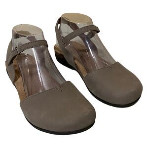 Dansko Rowan Mary Jane Taupe Milled Nubuck Leather Sandals